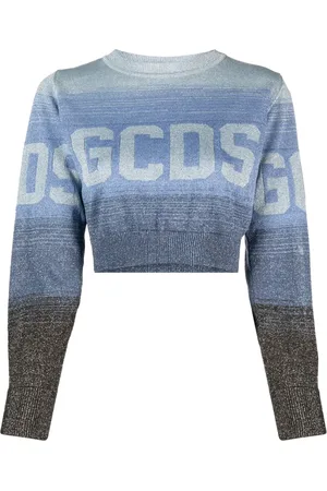 GCDS Suéter corto tejido con logo en intarsia