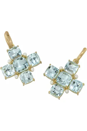 Irene Neuwirth Aretes One-Of-A-Kind en oro amarillo de 18kt con perlas y aguamarina
