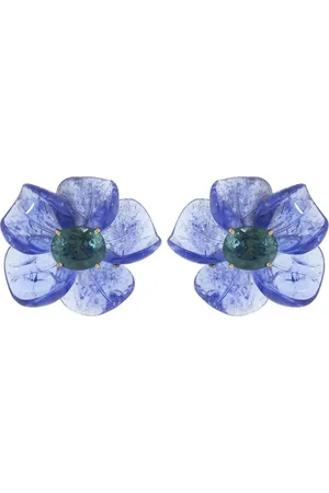 Irene Neuwirth Aretes Tropical Flower en oro rosa de 18kt con turmalina y tanzanita