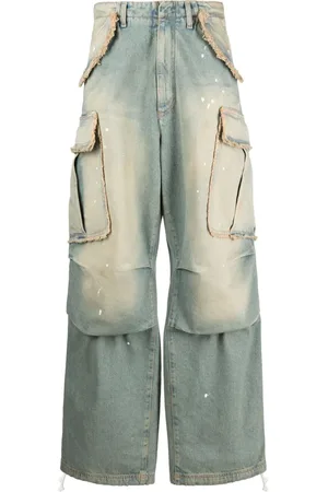 DARKPARK Jeans cargo con diseño ancho y efecto lavado