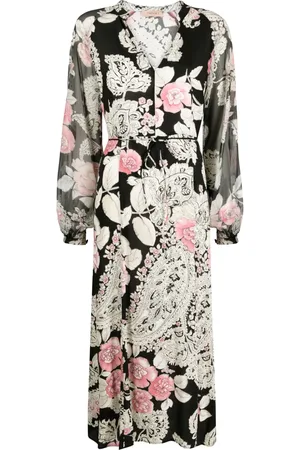 Twin-Set Vestido midi con estampado floral y cuello en V