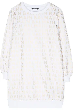 Balmain Vestido estilo sudadera con logo estampado