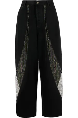 DARKPARK Jeans anchos con paneles de malla