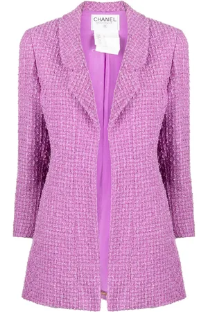 CHANEL Chamarra de tweed con diseño abierto