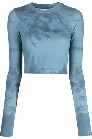 Feng Chen Wang Top con estampado abstracto y cuello redondo