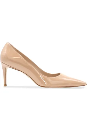 Stuart Weitzman Zapatillas de charol con puntera redonda y tacón de 75mm