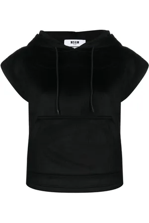 Msgm Hoodie con efecto cepillado y mangas cortas