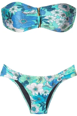 Brigitte Top de bikini strapless con estampado floral