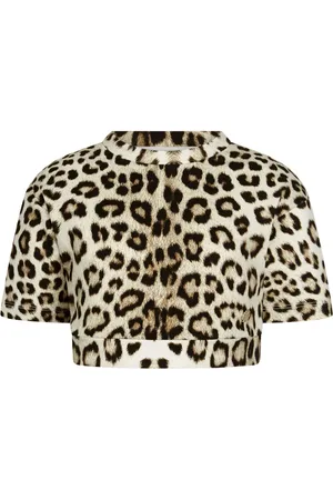 Roberto Cavalli Top corto con animal print