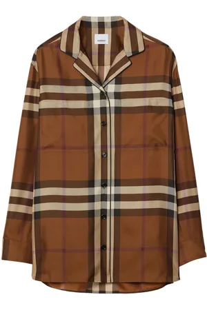 Burberry Camisa de seda con motivo de cuadros