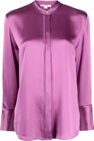 Vince Blusa de seda satinada con botones