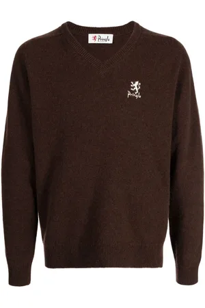 PRINGLE OF SCOTLAND Suéter con logo bordado y cuello en V