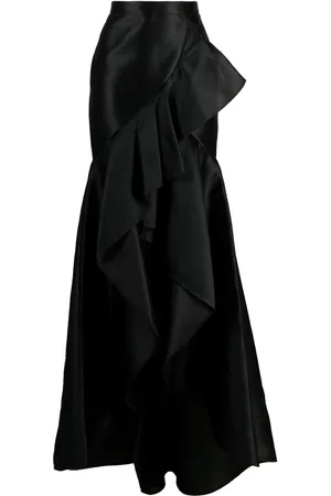 GEMY MAALOUF Falda larga en jacquard con detalle de volantes