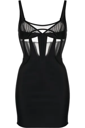 MUGLER Vestido corto estilo corset con paneles