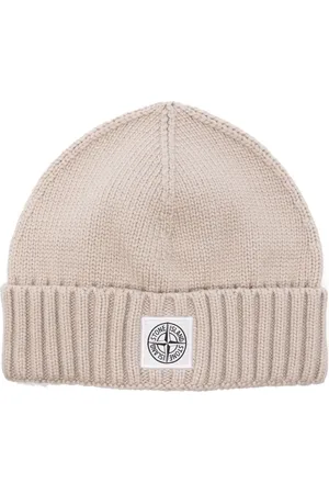 Stone Island Gorro tejido de canalé con parche del logo