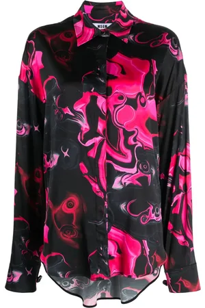 Msgm Camisa satinada con estampado Magma