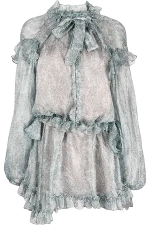 PNK Vestido corto con volantes y estampado floral