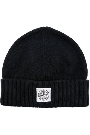 Stone Island Gorro tejido de canalé con parche del logo