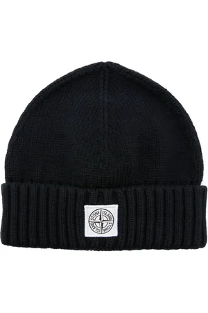 Stone Island Gorro tejido de canalé con parche del logo