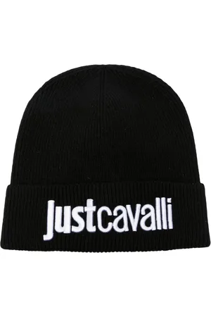 Roberto Cavalli Gorro tejido de canalé con logo bordado