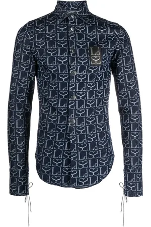 Ludovic De Saint Sernin Camisa con monograma estampado y parche del logo