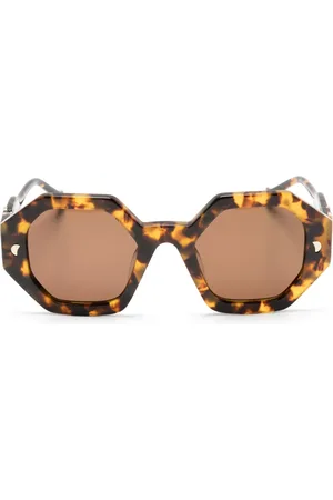 Nanushka Lentes de sol con armazón hexagonal y placa del logo