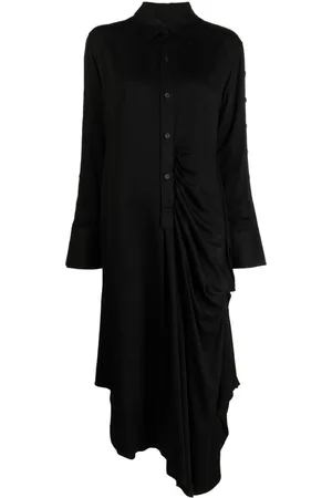 YOHJI YAMAMOTO Vestido camisero midi con manga larga