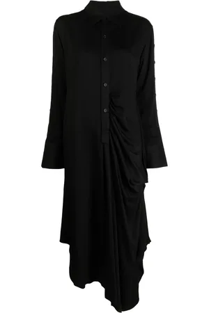 YOHJI YAMAMOTO Vestido camisero midi con manga larga