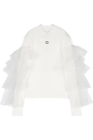 Twin-Set Top con cuello falso y volantes