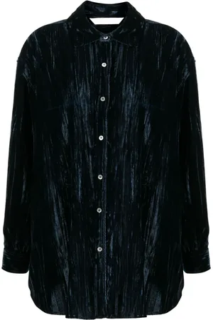 Palm Angels Camisa de terciopelo con efecto arrugado