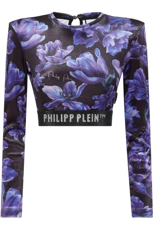 Philipp Plein Top con estampado floral y detalles del logo