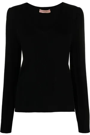 Twin-Set Blazer con cinturón y cuello en V