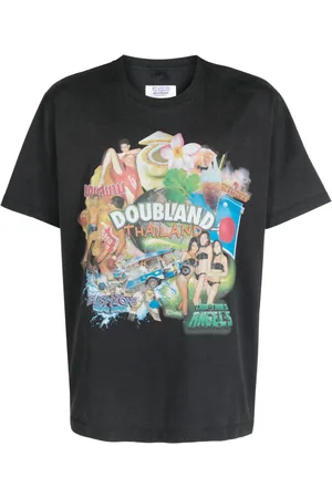 DOUBLET Playera con cuello redondo y estampado gráfico