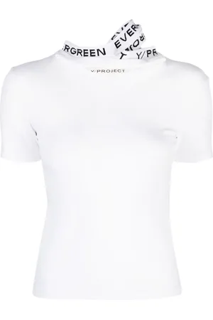 Y / PROJECT Playera con cuello triple y logo en jacquard