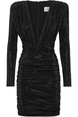 Philipp Plein Vestido corto con detalles de cristal y cuello en V