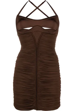MUGLER Vestido corto con diseño fruncido y aberturas