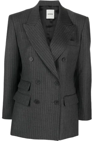 Sandro Blazer con rayas diplomáticas estampadas y doble botonadura