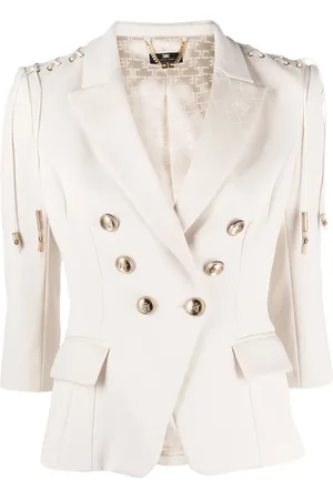 Elisabetta Franchi Blazer con doble botonadura y ribete satinado