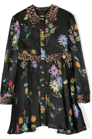 Roberto Cavalli Vestido camisero de seda con estampado floral