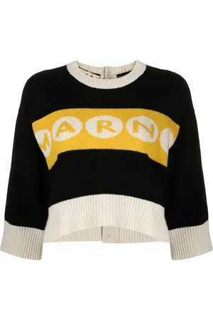 Marni Suéter corto con logo en intarsia