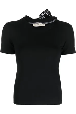 Y / PROJECT Playera con cuello triple y logo en jacquard
