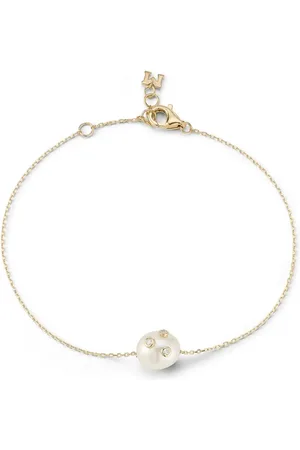 Mateo Pulsera en oro amarillo de 14kt con diamantes y perla barroca