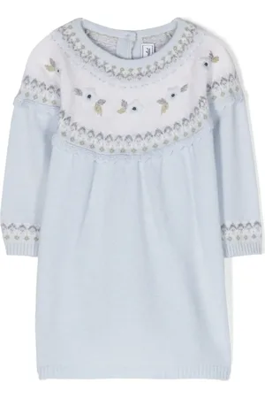 Tartine Et Chocolat Vestido con bordado floral y ribete de crochet