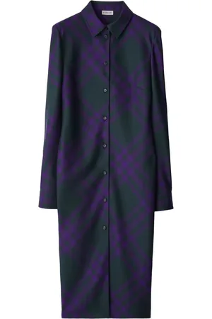 Burberry Vestido camisero con motivo de cuadros