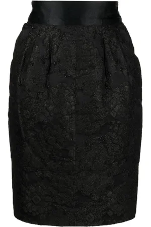CHANEL Falda lápiz con motivo floral 2007