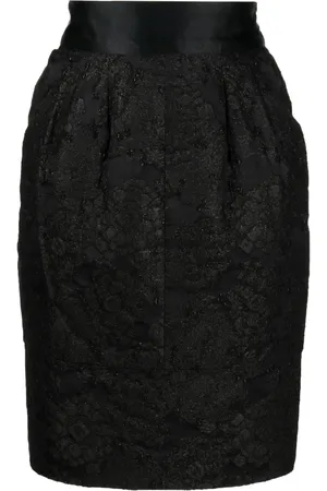CHANEL Falda lápiz con motivo floral 2007
