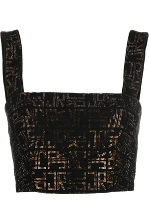 John Richmond Top corto de malla con strass