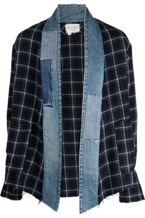 GREG LAUREN Chamarra con diseño patchwork y cuadros estampados