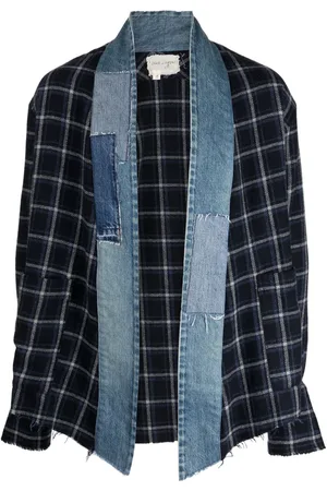 GREG LAUREN Chamarra con diseño patchwork y cuadros estampados