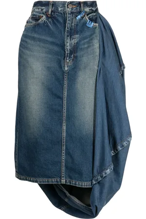 Maison Mihara Yasuhiro Falda midi de mezclilla Circle